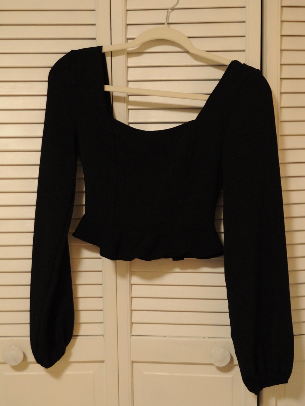 Altar'd State Black Long-Sleeve Peplum Blouse